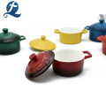 Lid Heat Resistant Ceramic Color Enamel Casserole